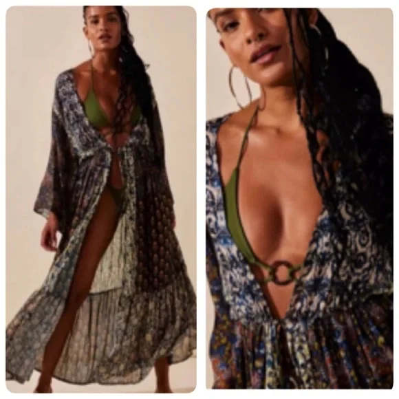 Free PEOPLE BOMBAY KIMONO ONE SIZE - Picture 4 of 16